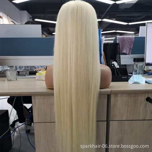Wholesale 150% Density Platinum Honey Blonde 613 Straight Transparent Swiss Lace Frontal Wigs 13*4 13*6 Wigs with Baby Hair